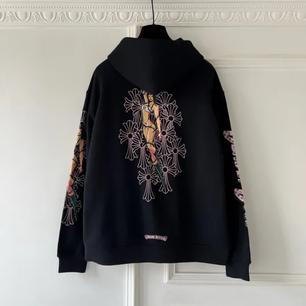 Chrome Hearts Anime Floral Hoodie Black - 5