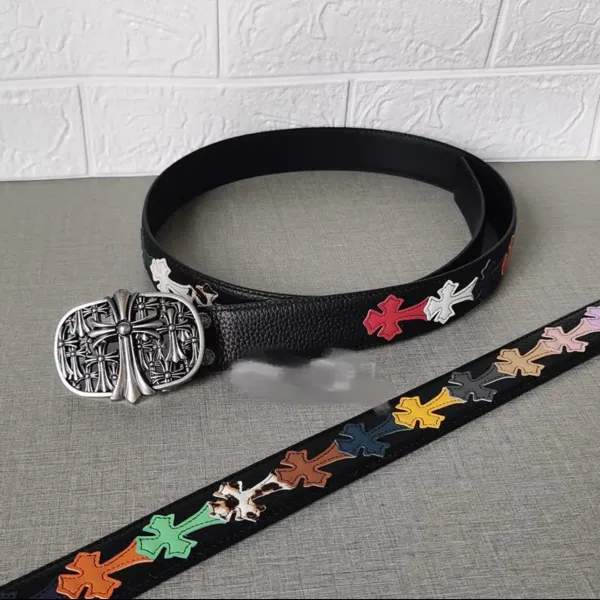 Chrome Hearts Multicolor Cross Leather Belt - 1