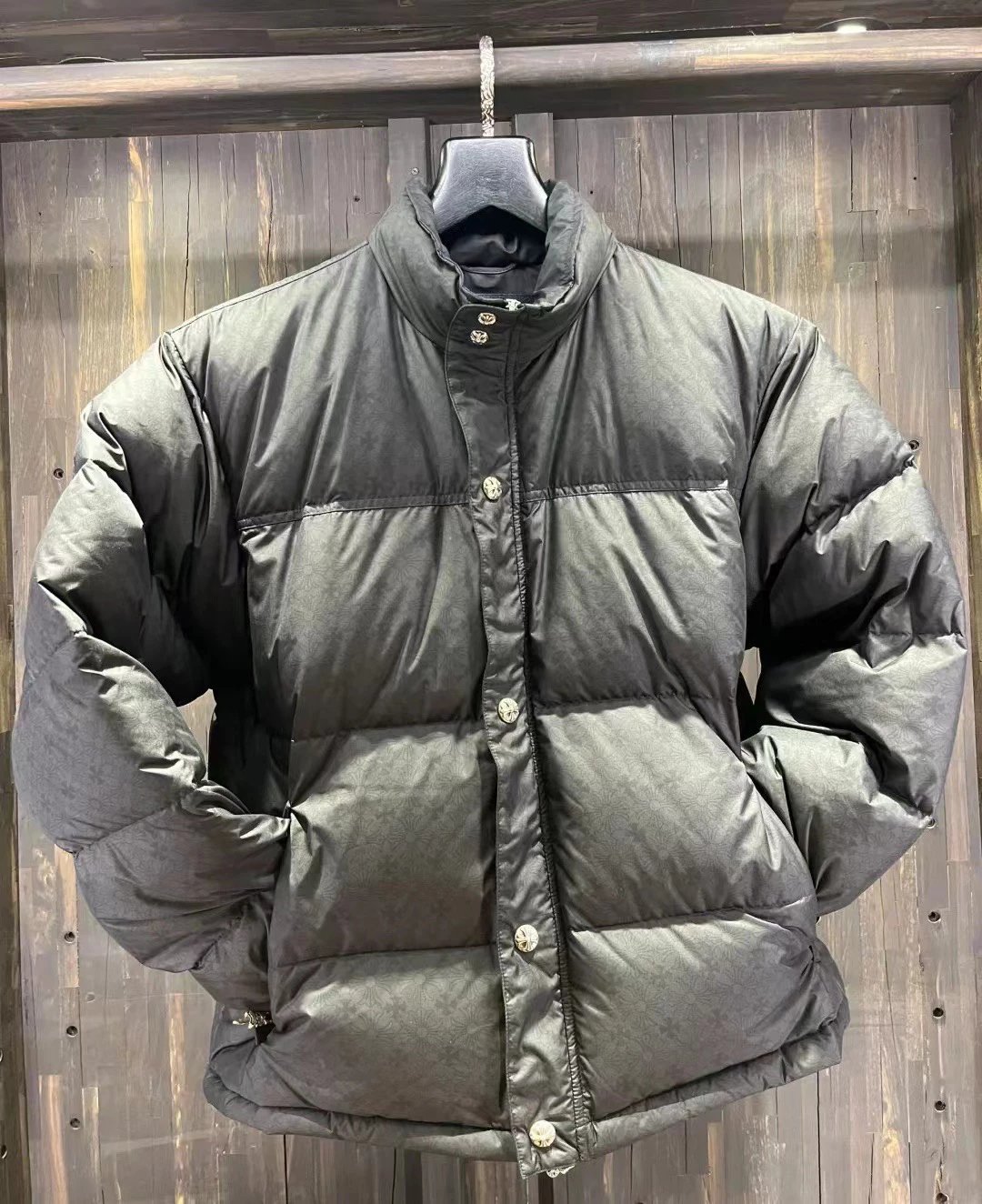 Balenciaga Floral-Print Puffer Jacket in Charcoal Gray Down Jacket - 6