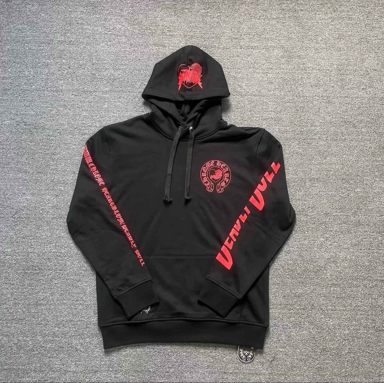 Chrome Hearts Red Heart Hoodie Black - 1