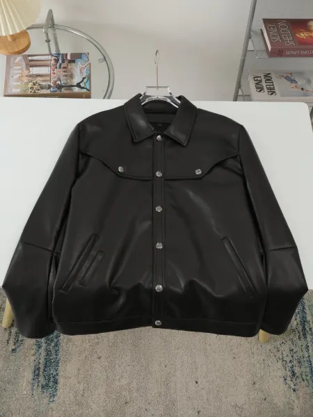 Chrome Hearts Black Leather Western Jacket - 5