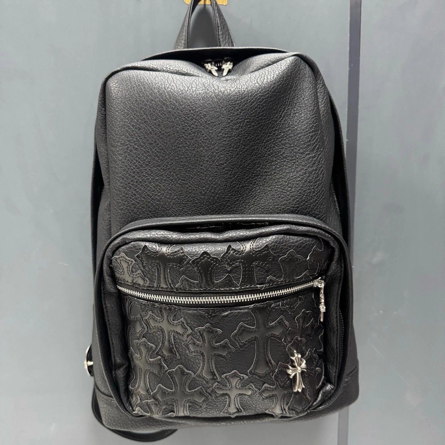 Unbranded Backpacks Cross Appliqué Front Pocket — Pure black