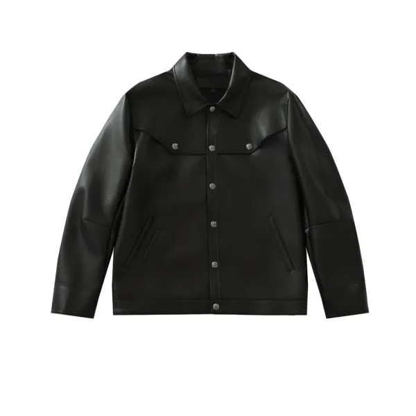Chrome Hearts Black Leather Western Jacket - 9