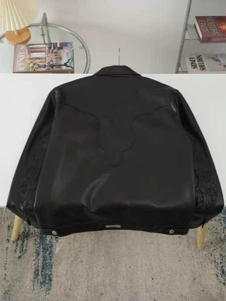 Chrome Hearts Black Leather Western Jacket - 6