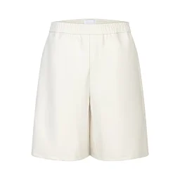 thumbnail for （现货）pra24ss  普拉达新款三角标小羊皮短裤双面口袋三角标皮短裤  纯白皮短裤现货