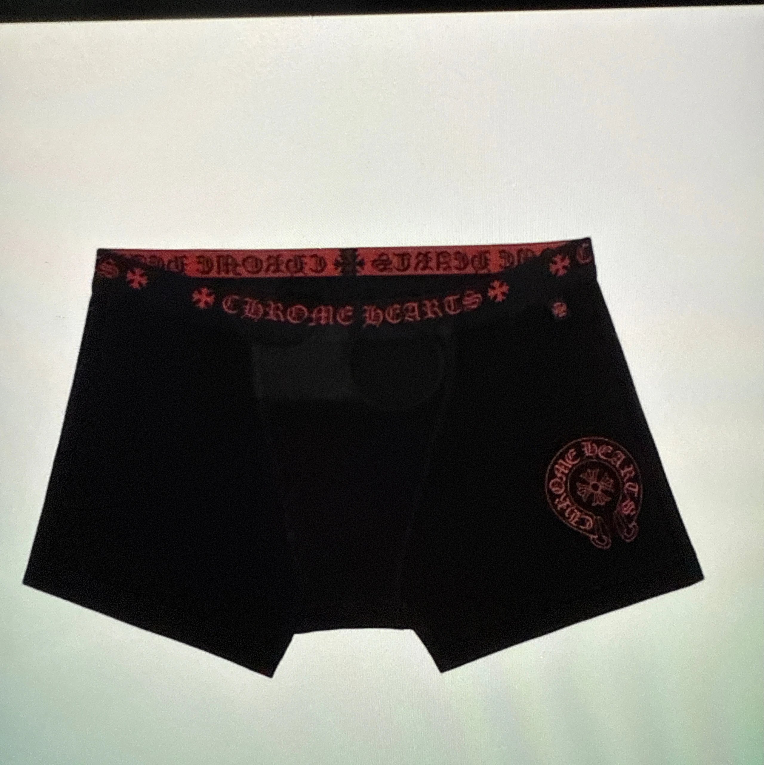 Chrome Hearts Underwear Cross Motif Boxer Briefs — Three black and red lines