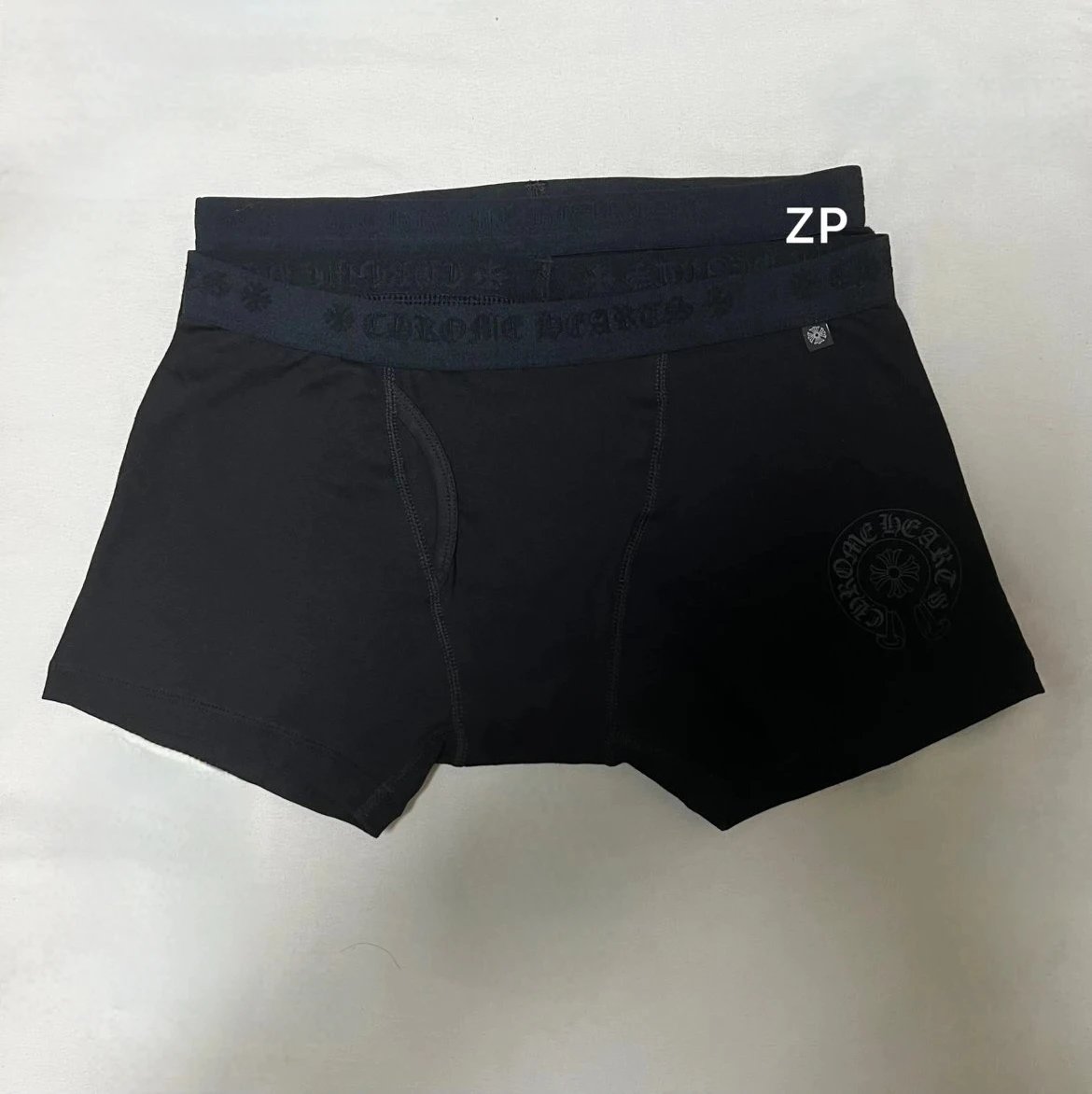 Chrome Hearts Underwear Cross Motif Boxer Briefs — pure black single strip