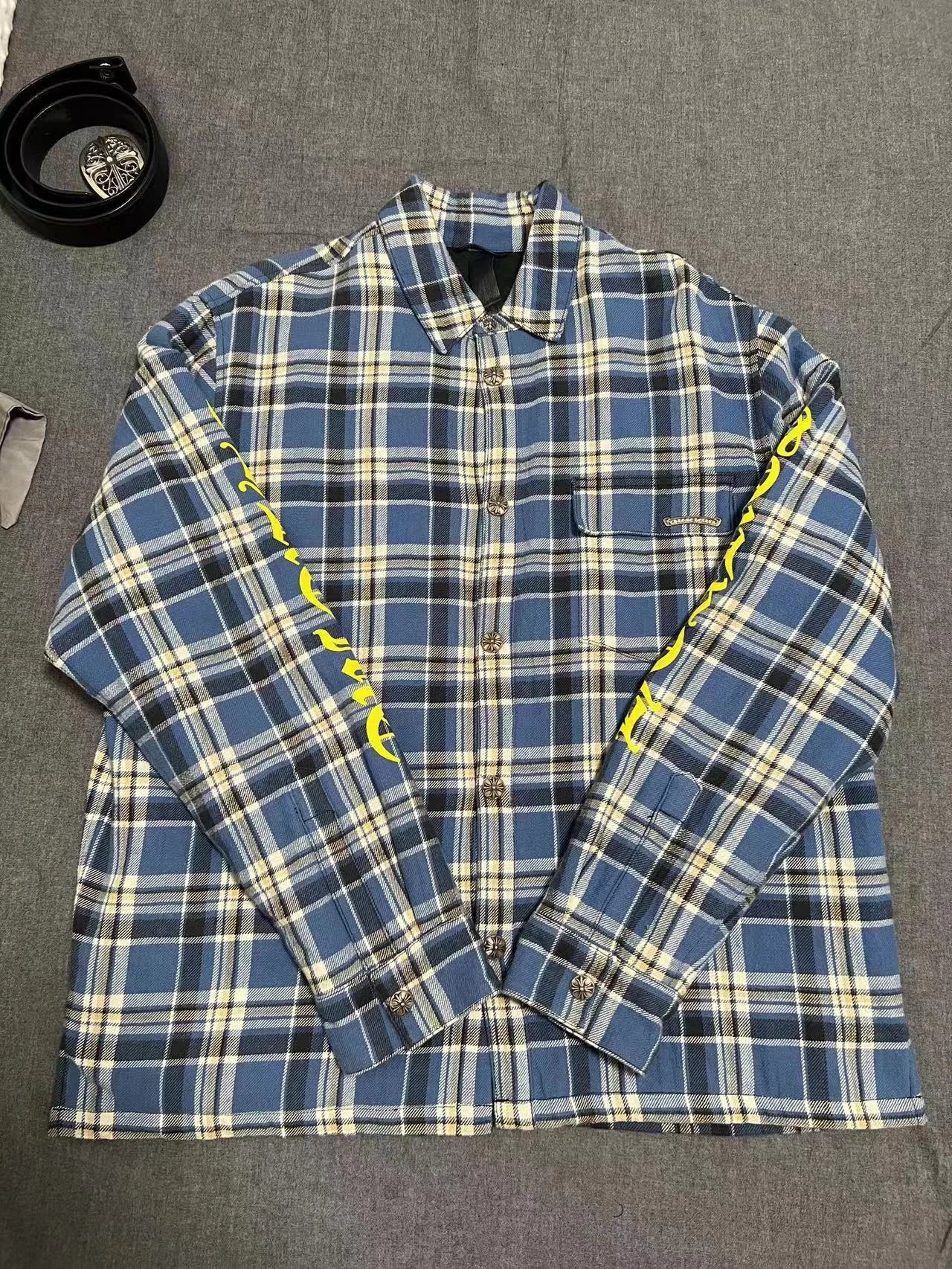 Chrome Hearts Plaid Shirt Jacket Green Orange White Outerwear - 2