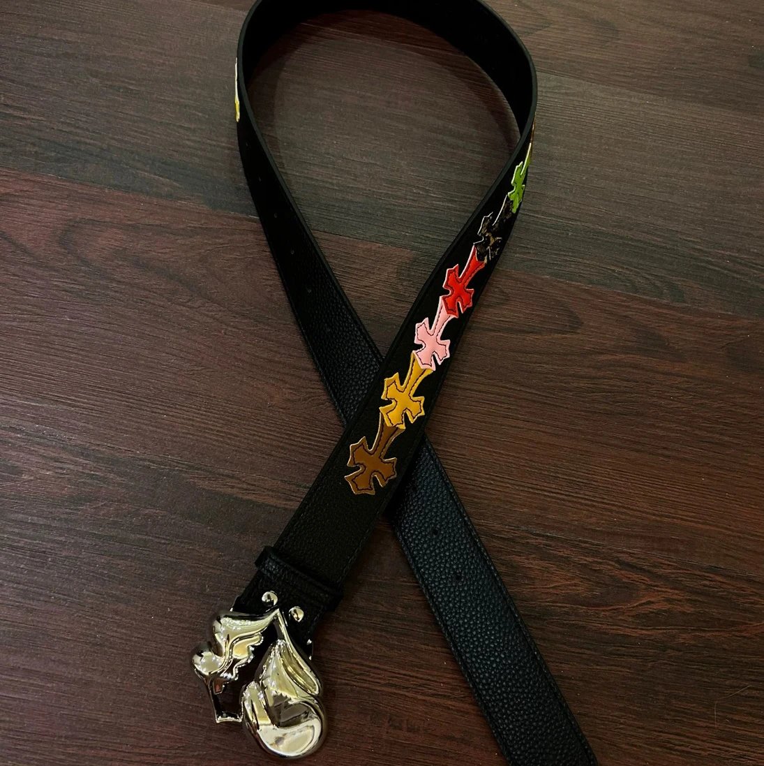 (in stock) independent ch colorful cross leather belt ch chrome pin buckle belt men’s roller hollow vine belt pu leather belt belt