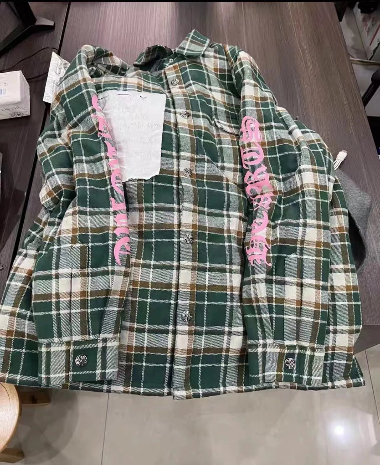 Chrome Hearts Plaid Shirt Jacket Green Orange White Outerwear - 5