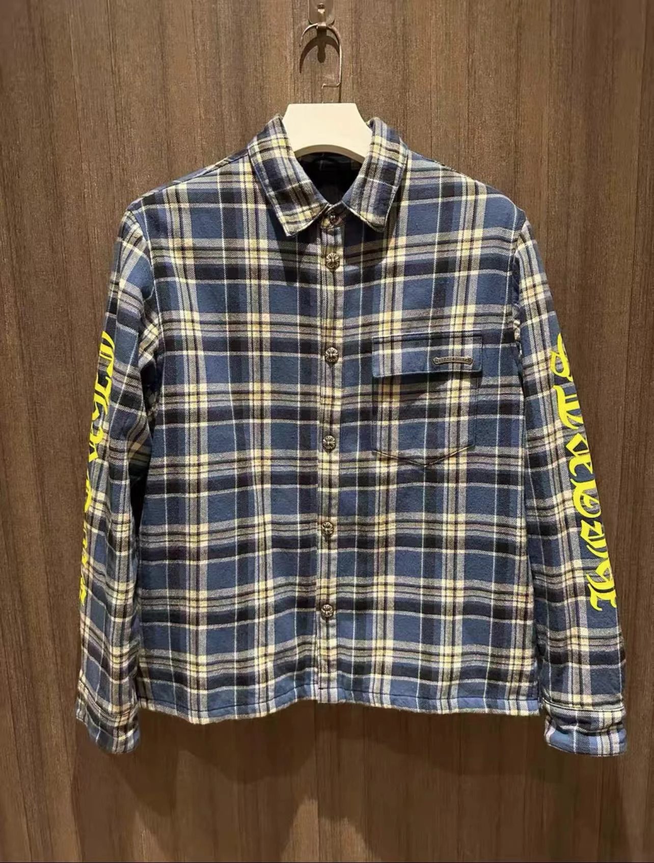 Chrome Hearts Plaid Shirt Jacket Green Orange White Outerwear - 11