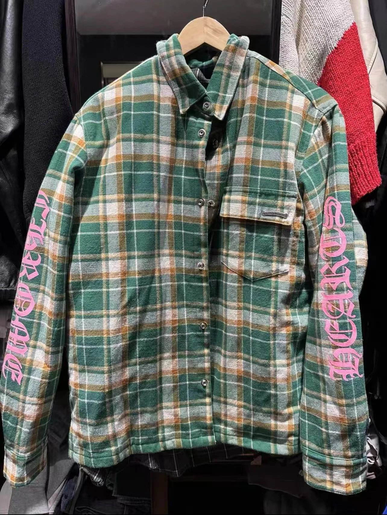 Chrome Hearts Plaid Shirt Jacket Green Orange White Outerwear - 8