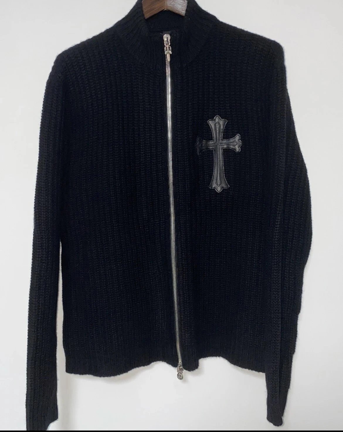 Chrome Hearts Cross Embroidered Zip-Up Cardigan Black - 2