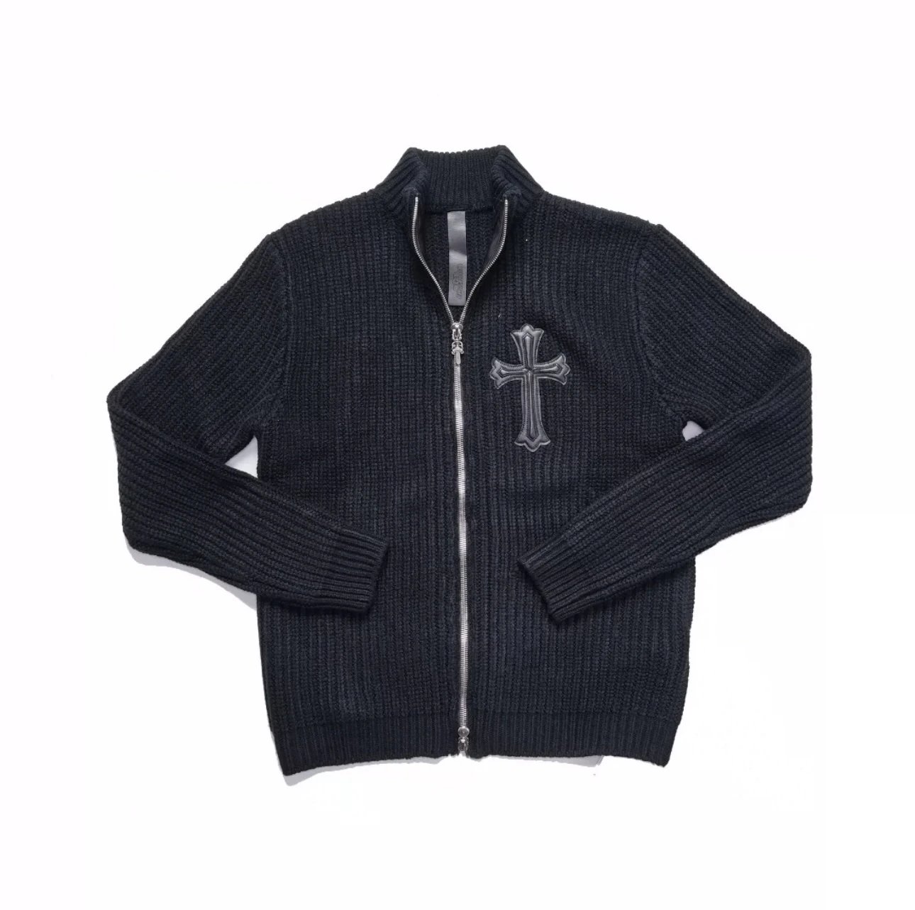 Chrome Hearts Cross Embroidered Zip-Up Cardigan Black - 6