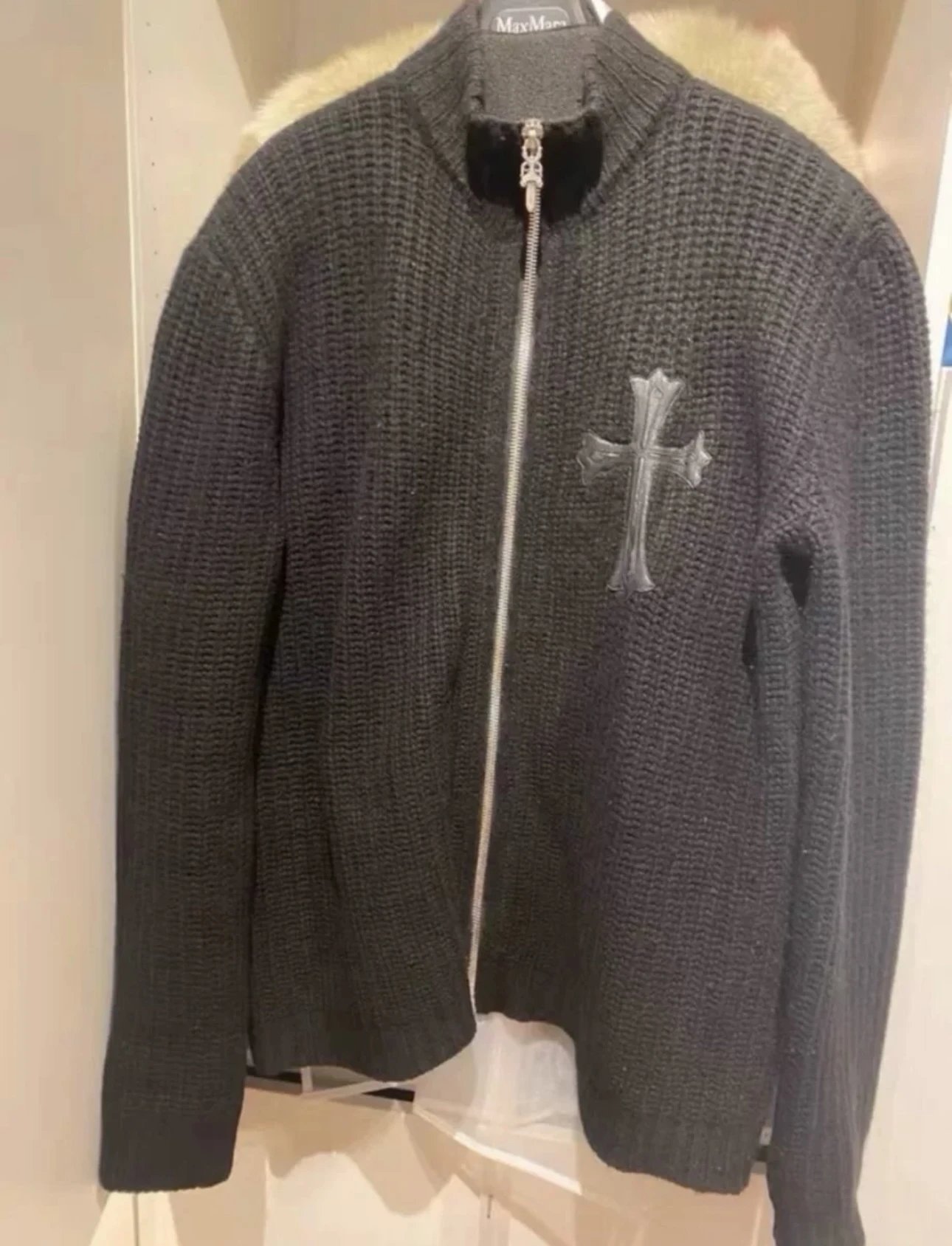 Chrome Hearts Cross Embroidered Zip-Up Cardigan Black - 5