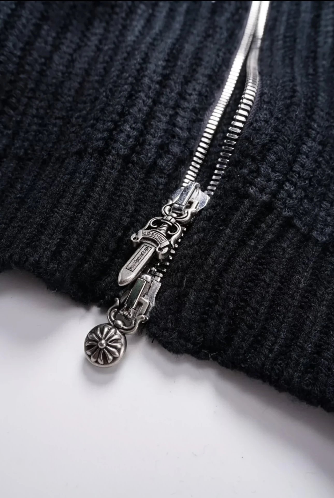 Chrome Hearts Cross Embroidered Zip-Up Cardigan Black - 11