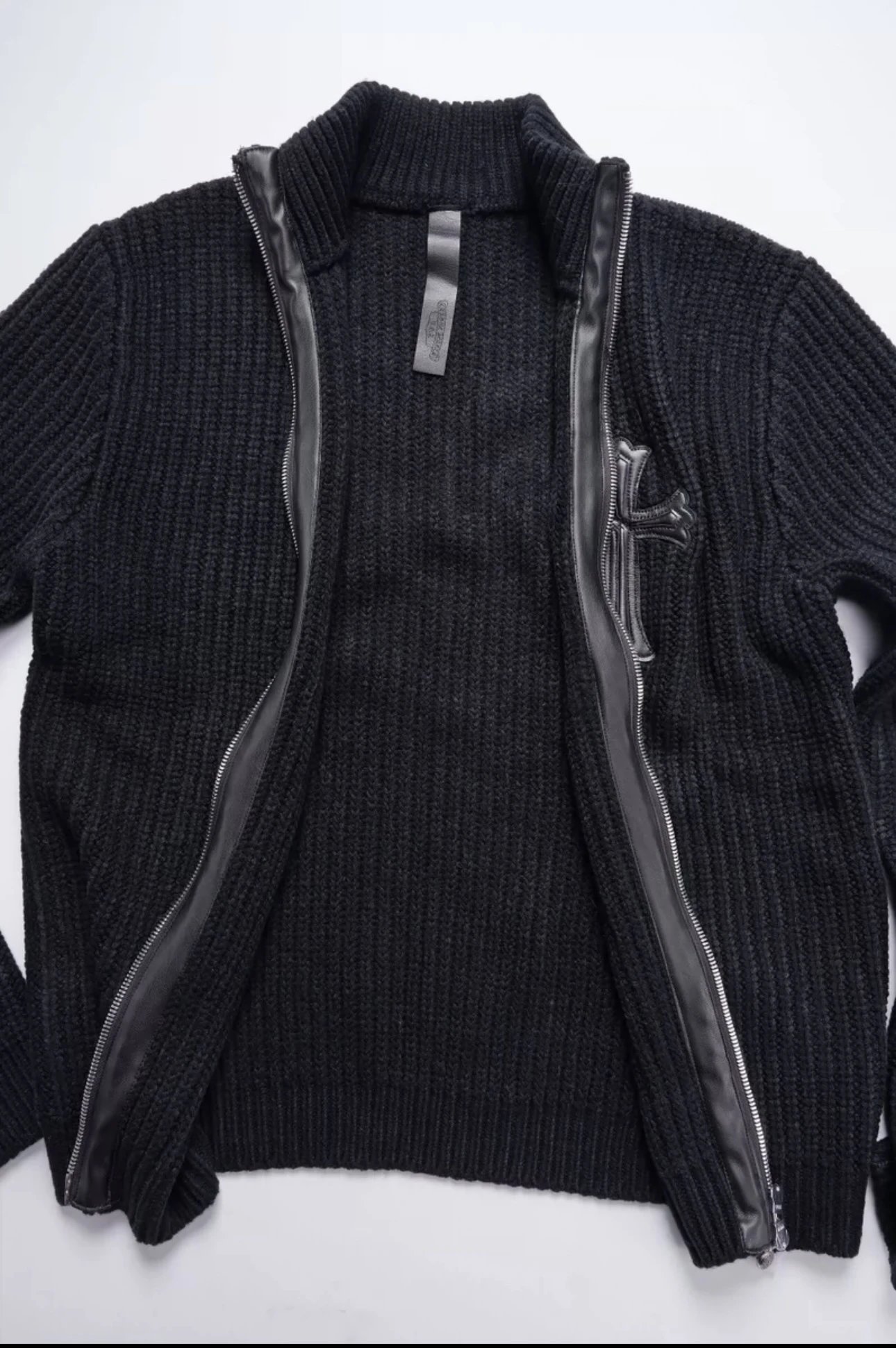 Chrome Hearts Cross Embroidered Zip-Up Cardigan Black - 7
