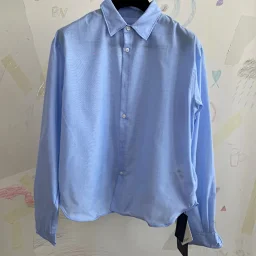 thumbnail for （现货）自主 Pra25ss 普拉达新款钢圈长袖衬衫衬衣 扭扭乐衬衫外套 特殊剪裁 背后三角标 现货