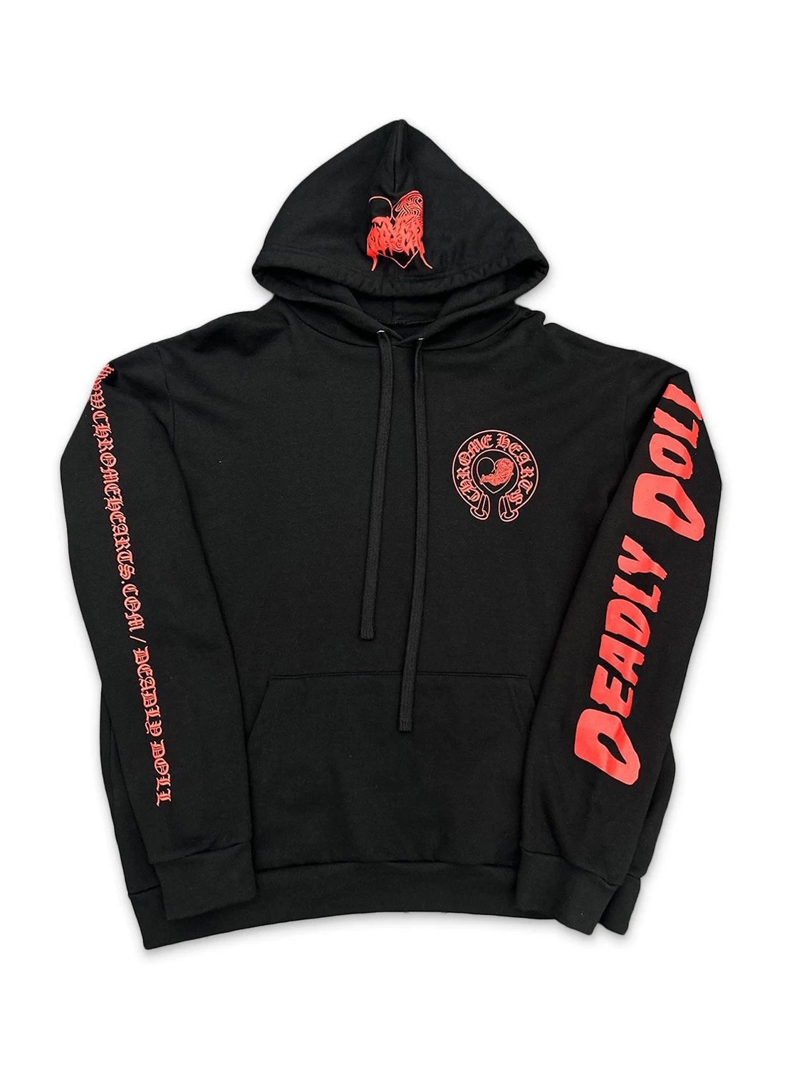 Chrome Hearts Red Heart Hoodie Black - 2