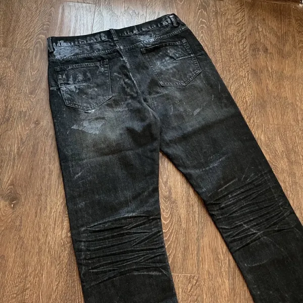 Design Silver Washed Distressed Slim Fit Jeans - 7