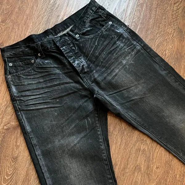 Design Silver Washed Distressed Slim Fit Jeans - 4