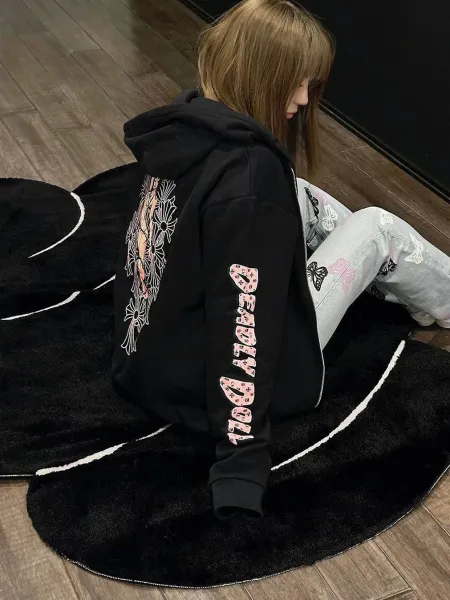 Chrome Hearts Anime Floral Hoodie Black - 11