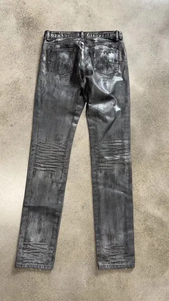 Design Silver Washed Distressed Slim Fit Jeans - 2