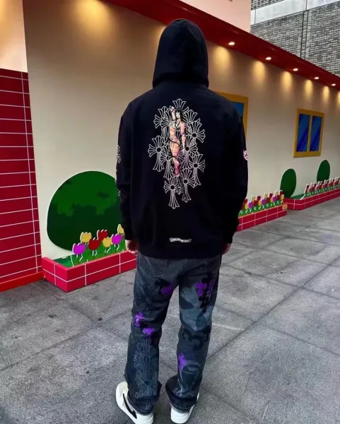Chrome Hearts Anime Floral Hoodie Black - 13