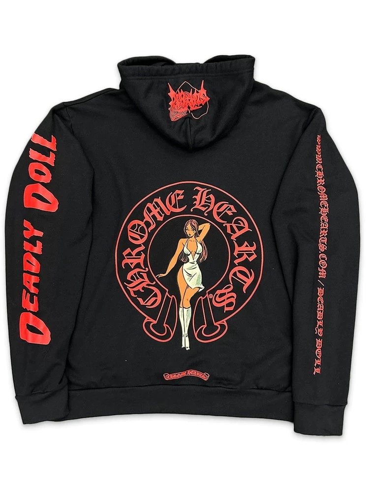 Chrome Hearts Red Heart Hoodie Black - 3