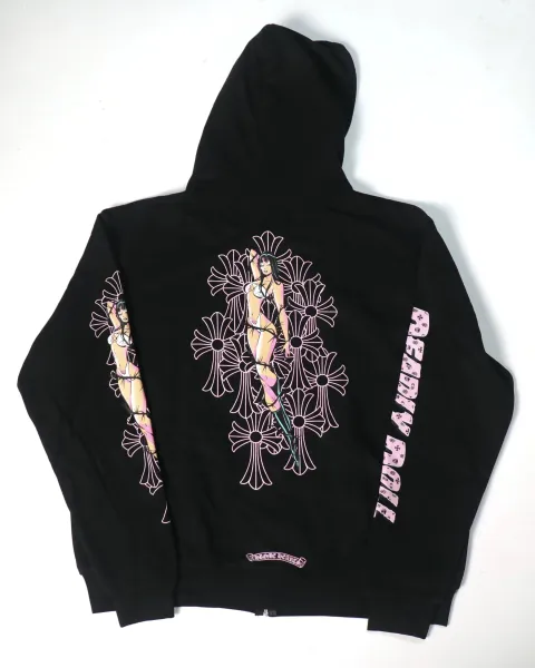 Chrome Hearts Anime Floral Hoodie Black - 15