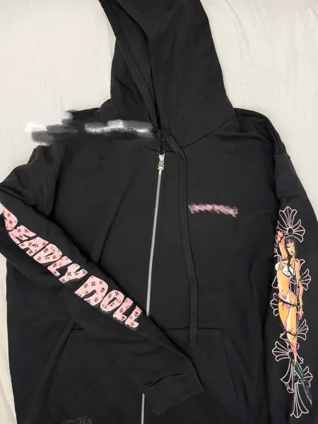 Chrome Hearts Anime Floral Hoodie Black - 7