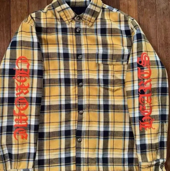 Chrome Hearts Plaid Shirt Yellow Black White - 1