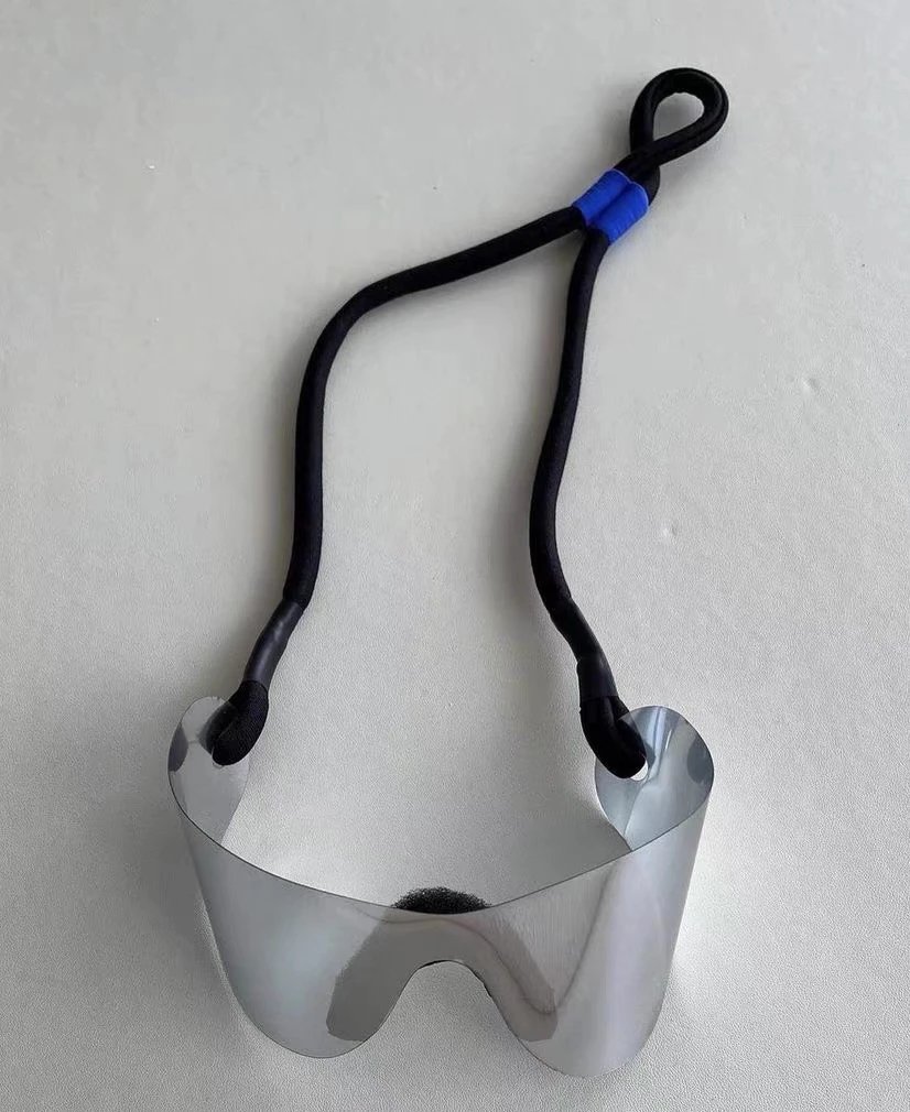 Design Futuristic Shield Sunglasses Silver Metallic Eyewear - 5