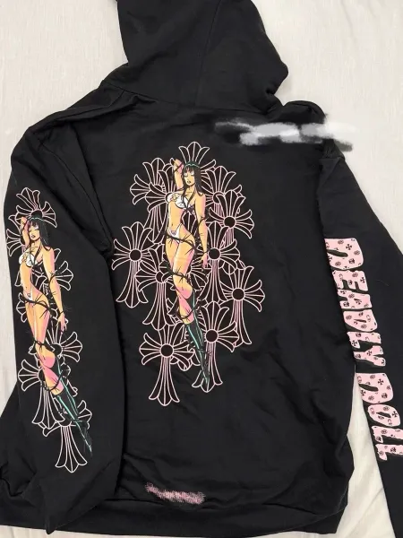 Chrome Hearts Anime Floral Hoodie Black - 6