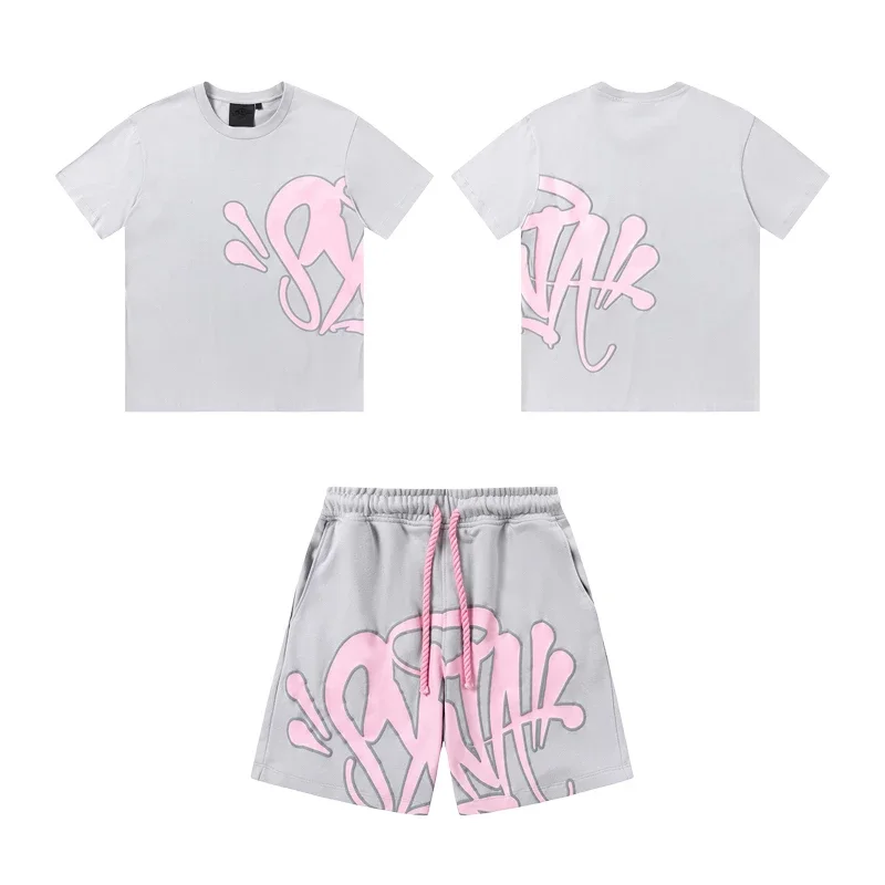 American-Style Graffiti Lettering Short-Sleeve & Shorts Casual Set