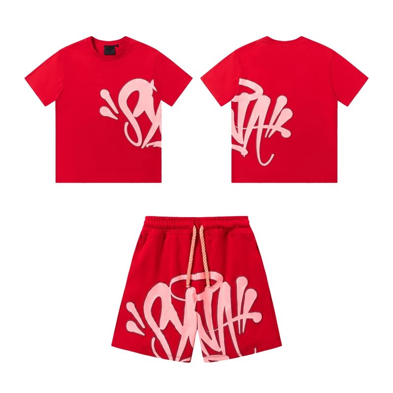 American-Style Graffiti Lettering Short-Sleeve & Shorts Casual Set - rep zestawy