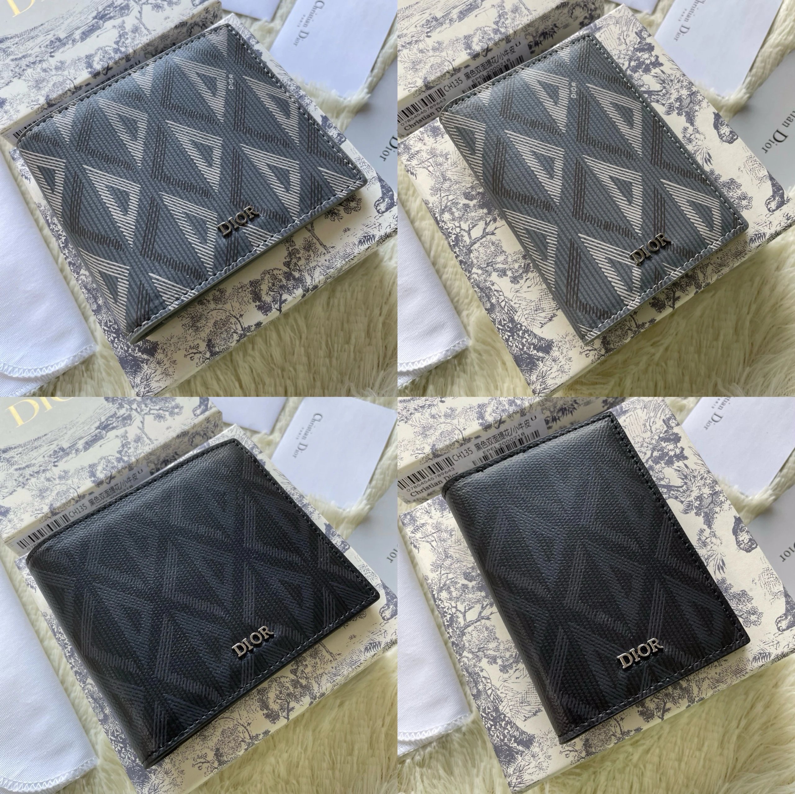 Leather Card Holder Dior Short Wallet