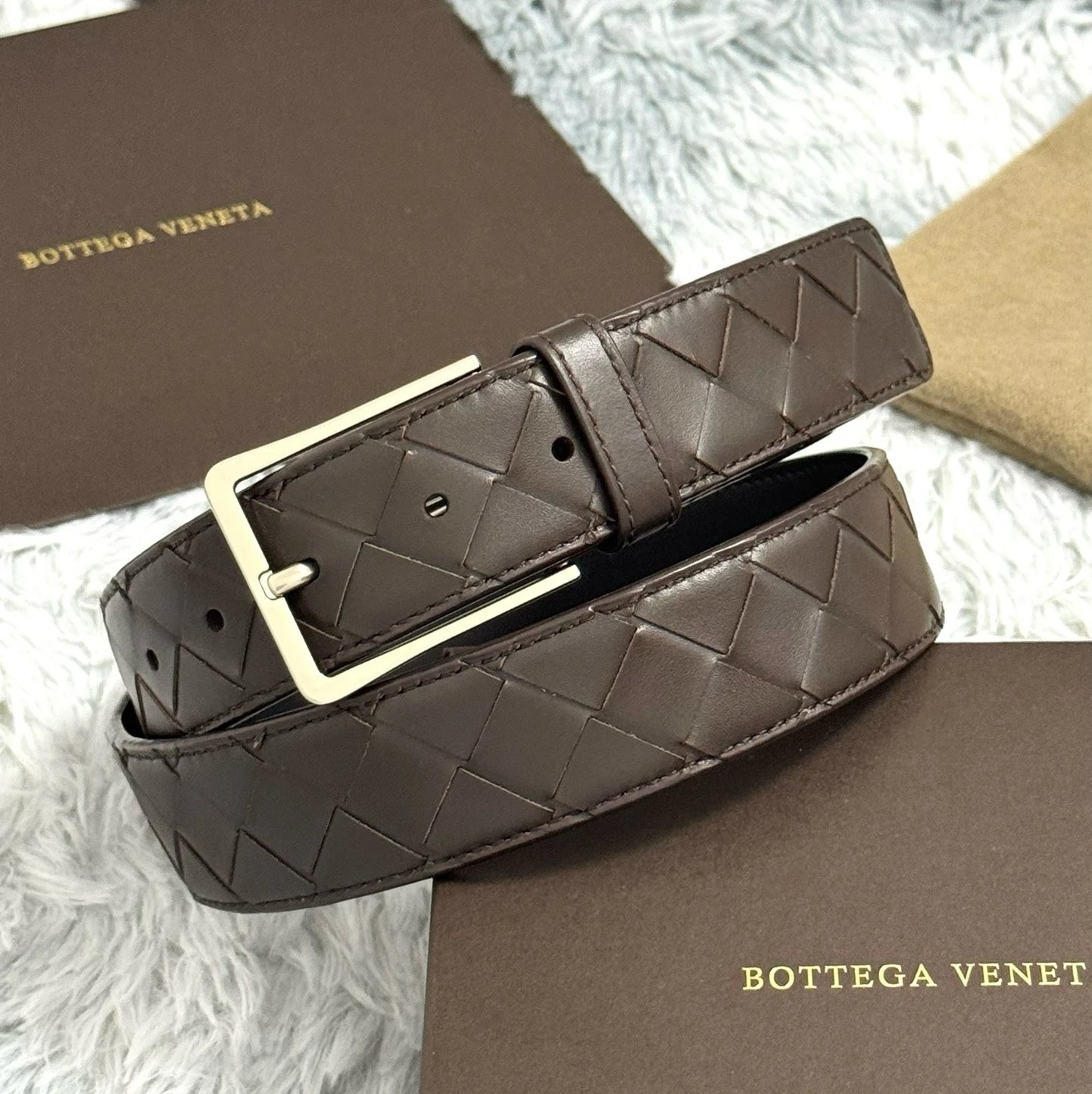 Coffee colored silver buckle