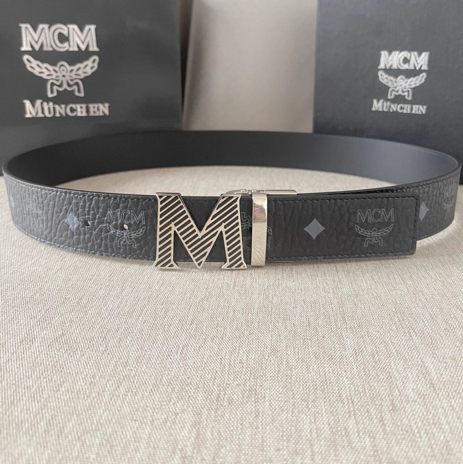 Black with Patterned Silver Buckle
