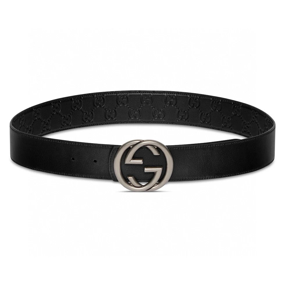 Gucci Double G Embossed Leather Belt