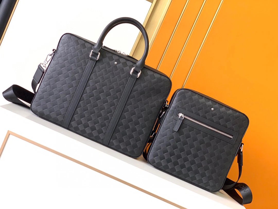Printed Leather Business Briefcase Crossbody Bag