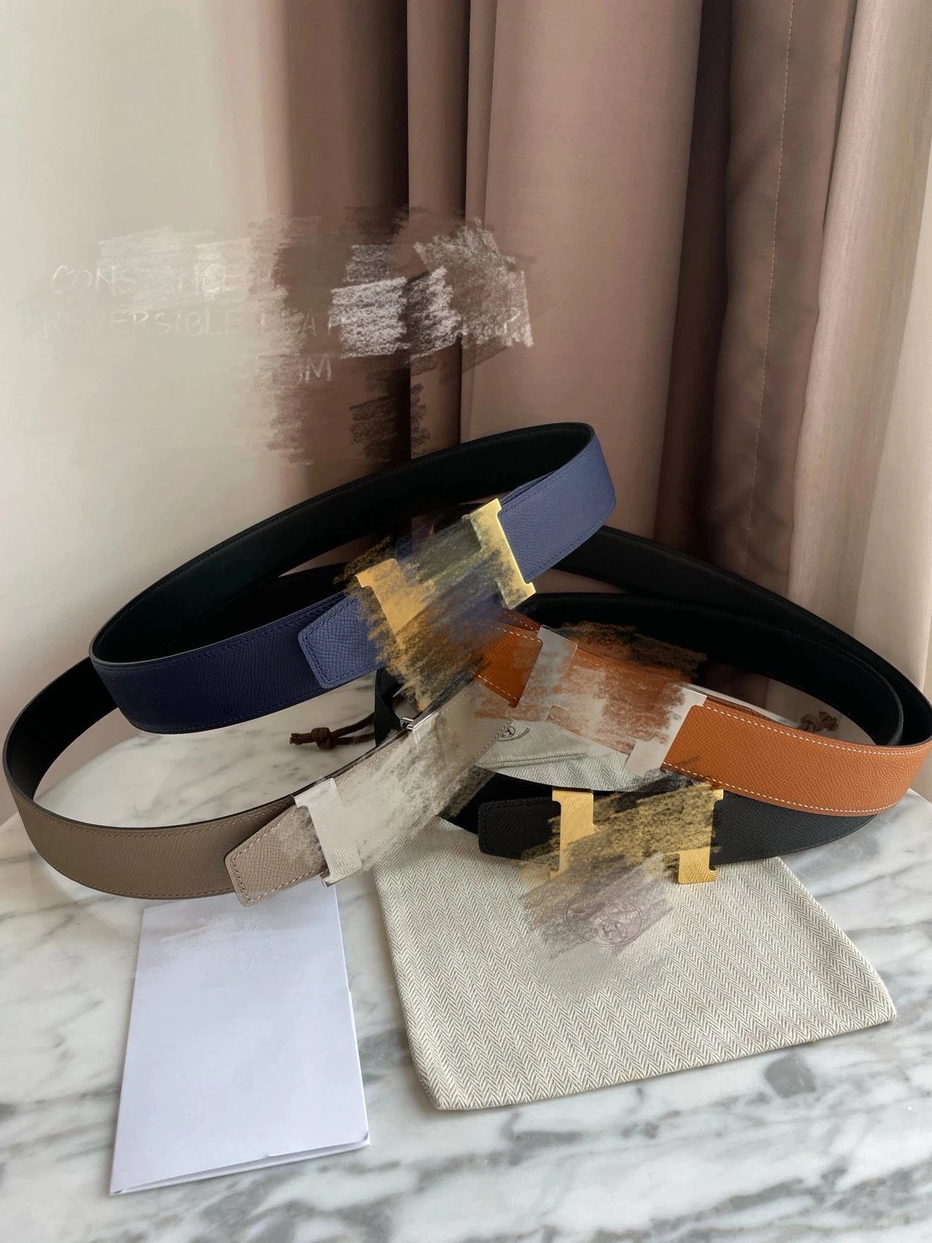 Herm&egrave;s Reversible Leather H Belt - Luxury Belt with Iconic Buckle - 134530