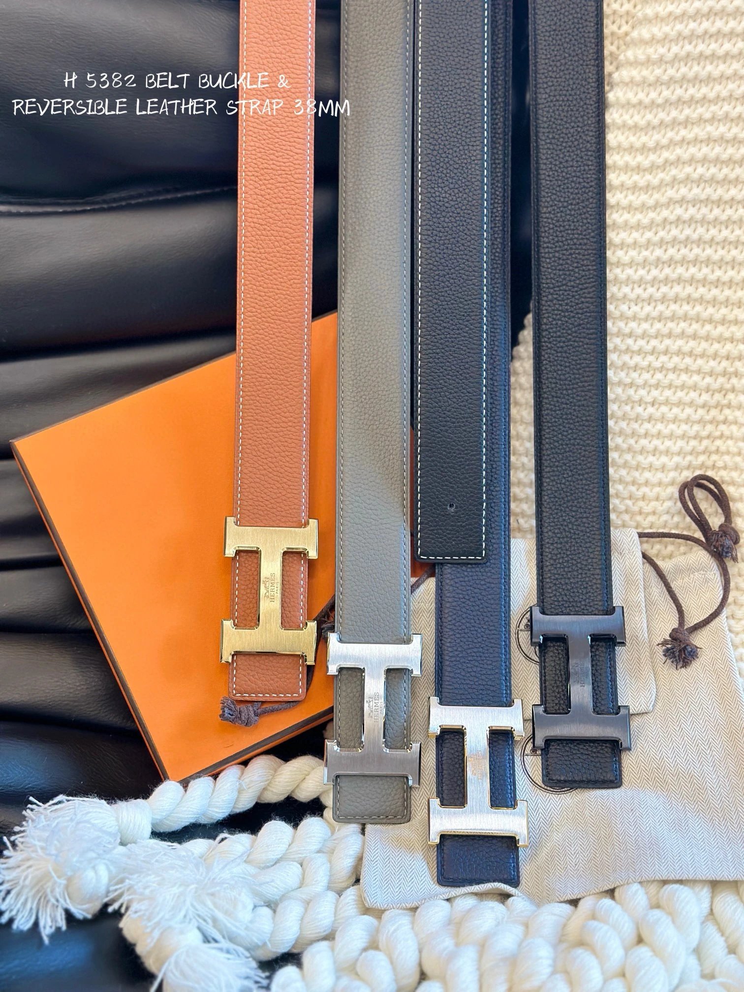 Hermes H-Buckle Leather Belt Top Grain Cowhide