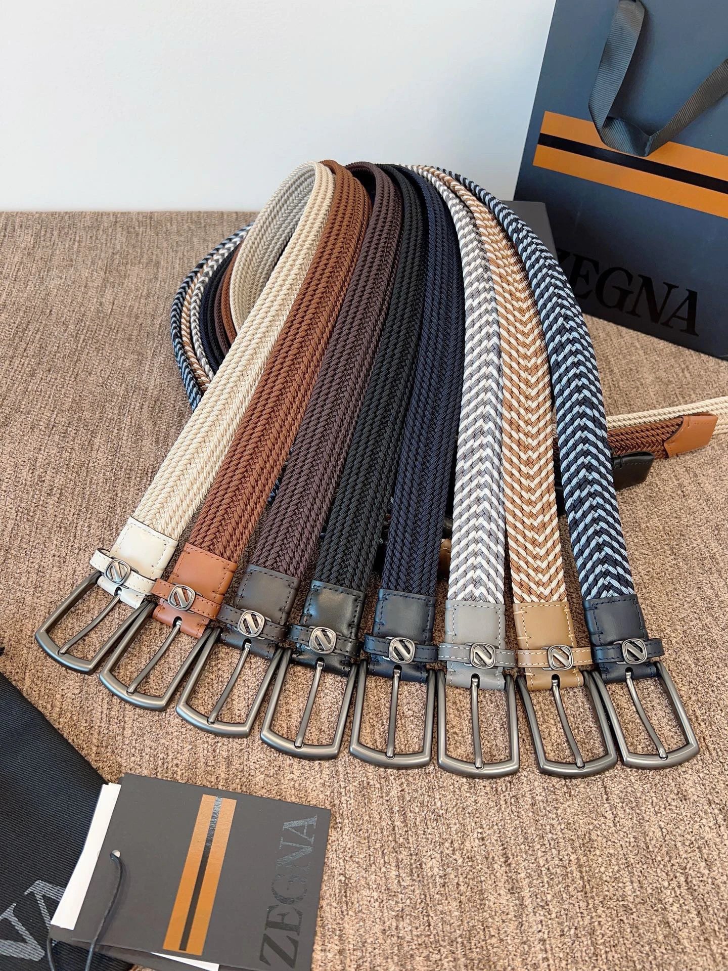 Z Brand Handwoven Leather Belt Elastic Cowhide Business Casual