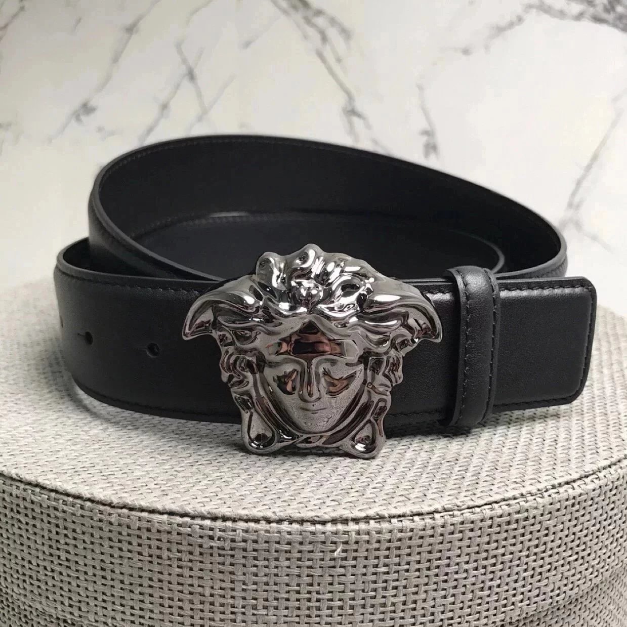 Versace Medusa Head Leather Belt Black