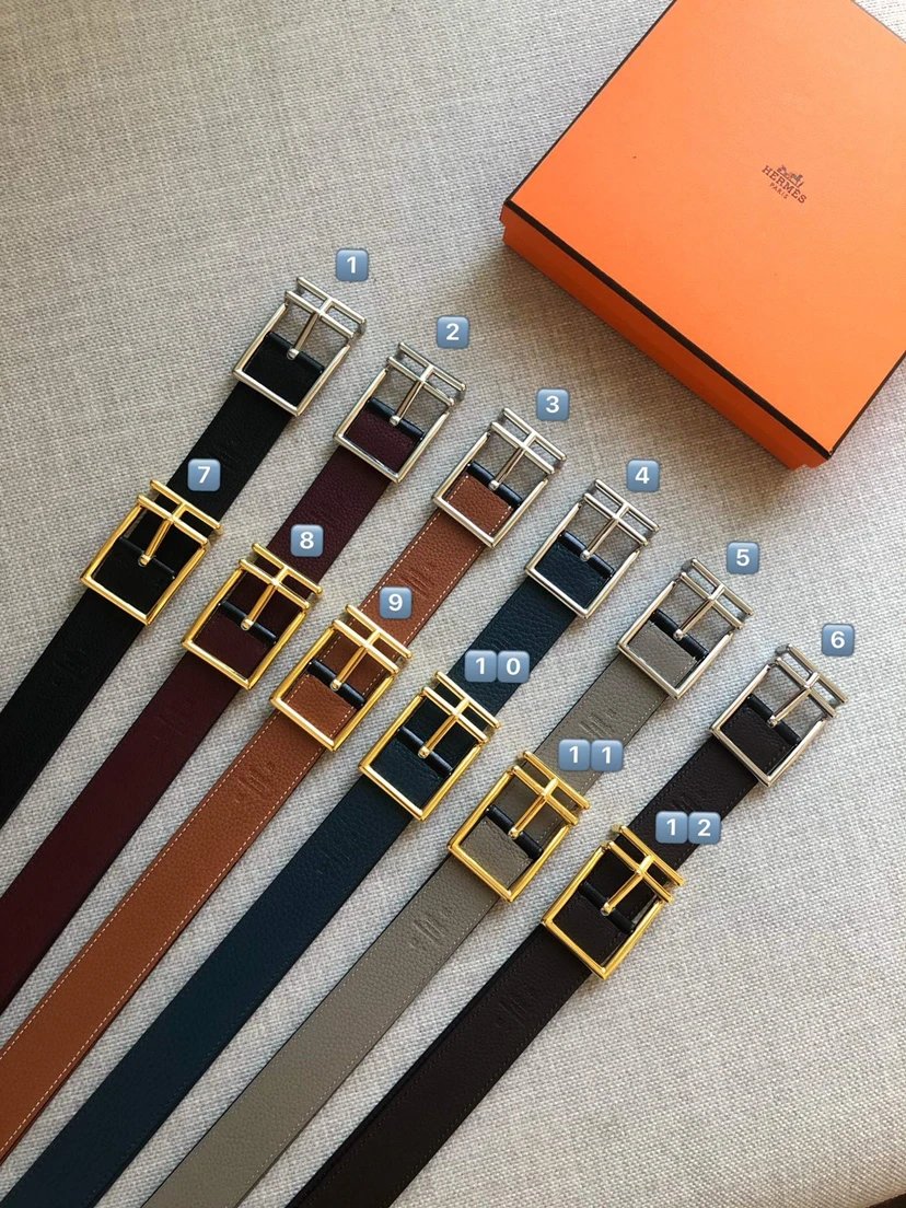 Hermes Leather Belt Double-Sided Smooth Buckle Business Casual