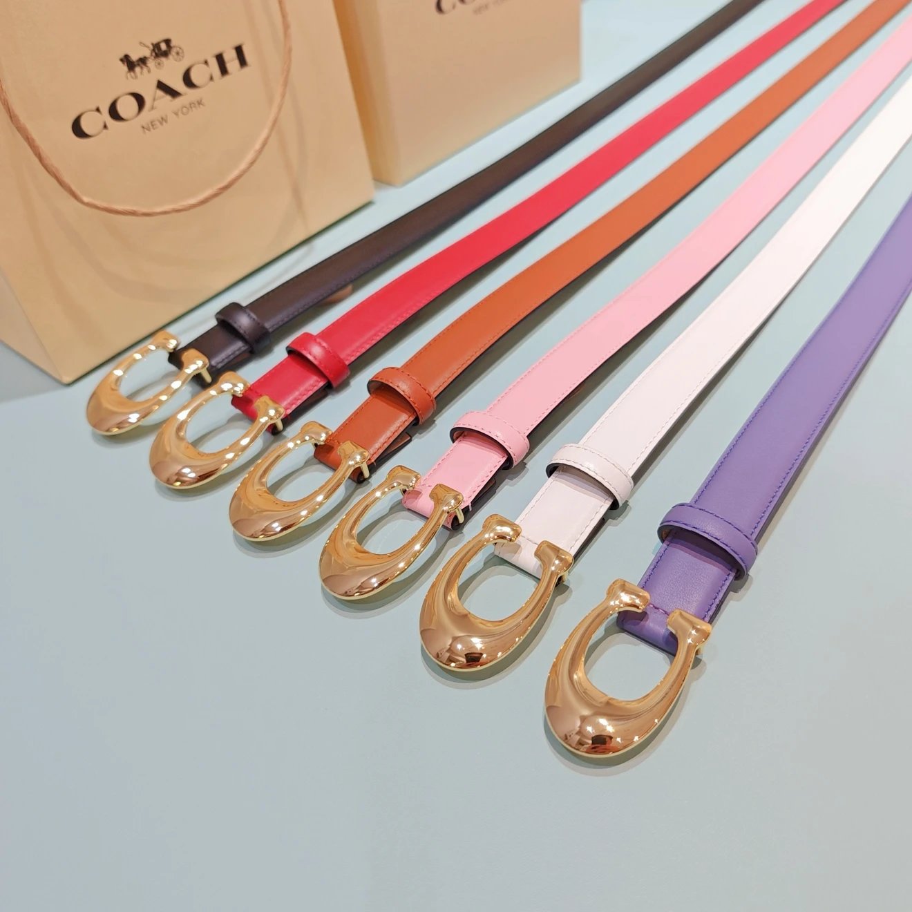 Women's Double-Sided Leather Belt Smooth Buckle