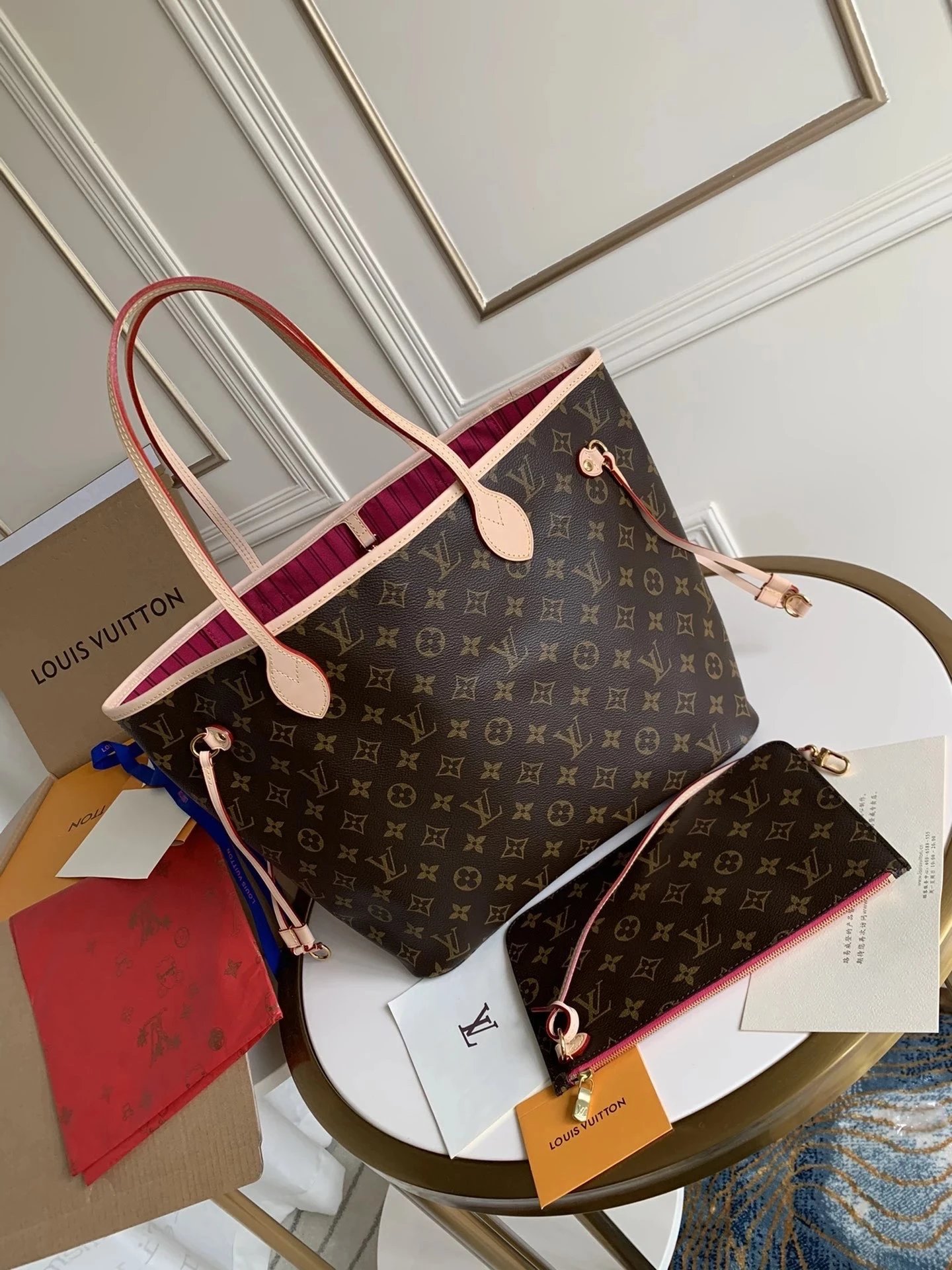 Calf Leather Tote Crossbody Bag