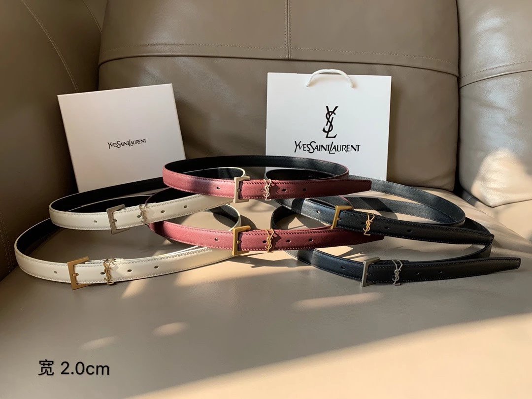 YSL 2.0 Slim Leather Belt