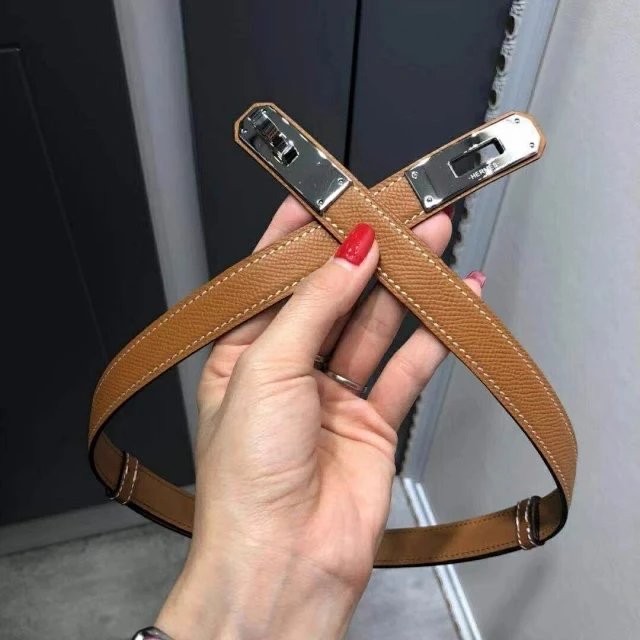 brown silver buckle